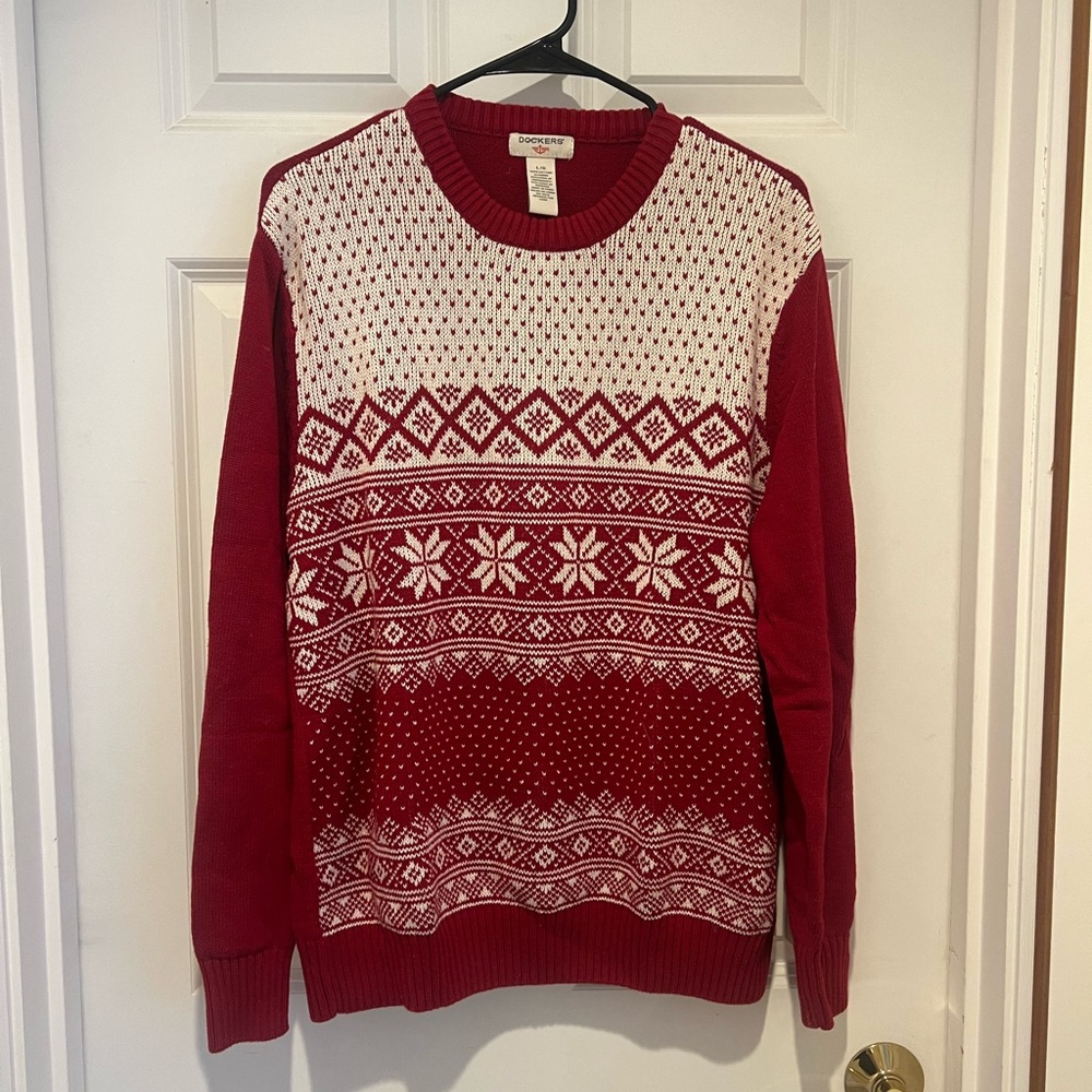 Dockets Red and White Patterned Men's Sweater